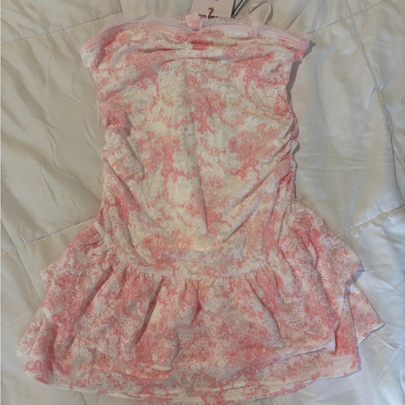 LoveShackFancy Dresses & Skirts - LoveShackFancy X VS PINK Pink and White Lace-Print Dress